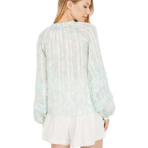 BCBGMAXAZRIA Printed Long‎ Sleeve Blouse SIZE MEDIUM - Picture 11 of 16